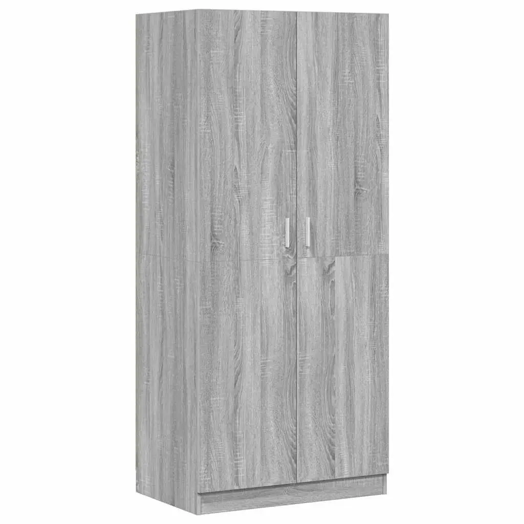Wardrobe Grey Sonoma 80x52x180 cm with Hanging Rod