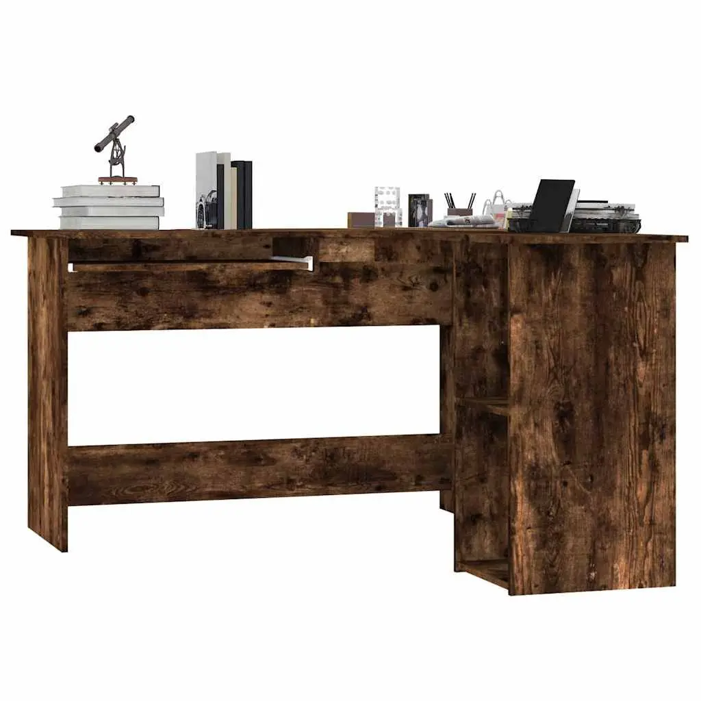 L-Shaped Corner Desk Office Workstation Engineered Wood Brown 120 x 140 x 75 cm