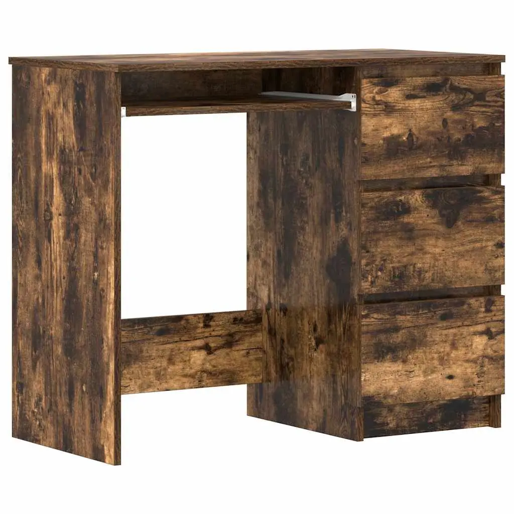 90x45x76 cm Brown Office Desk with 3 Drawers