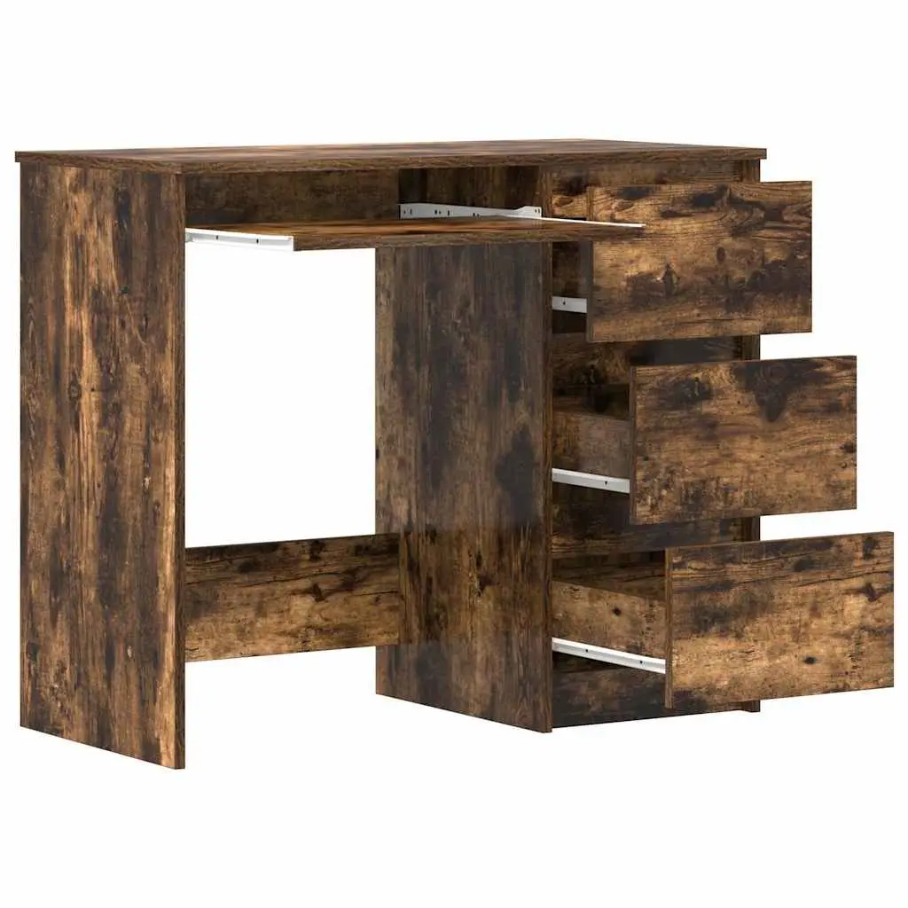 90x45x76 cm Brown Office Desk with 3 Drawers