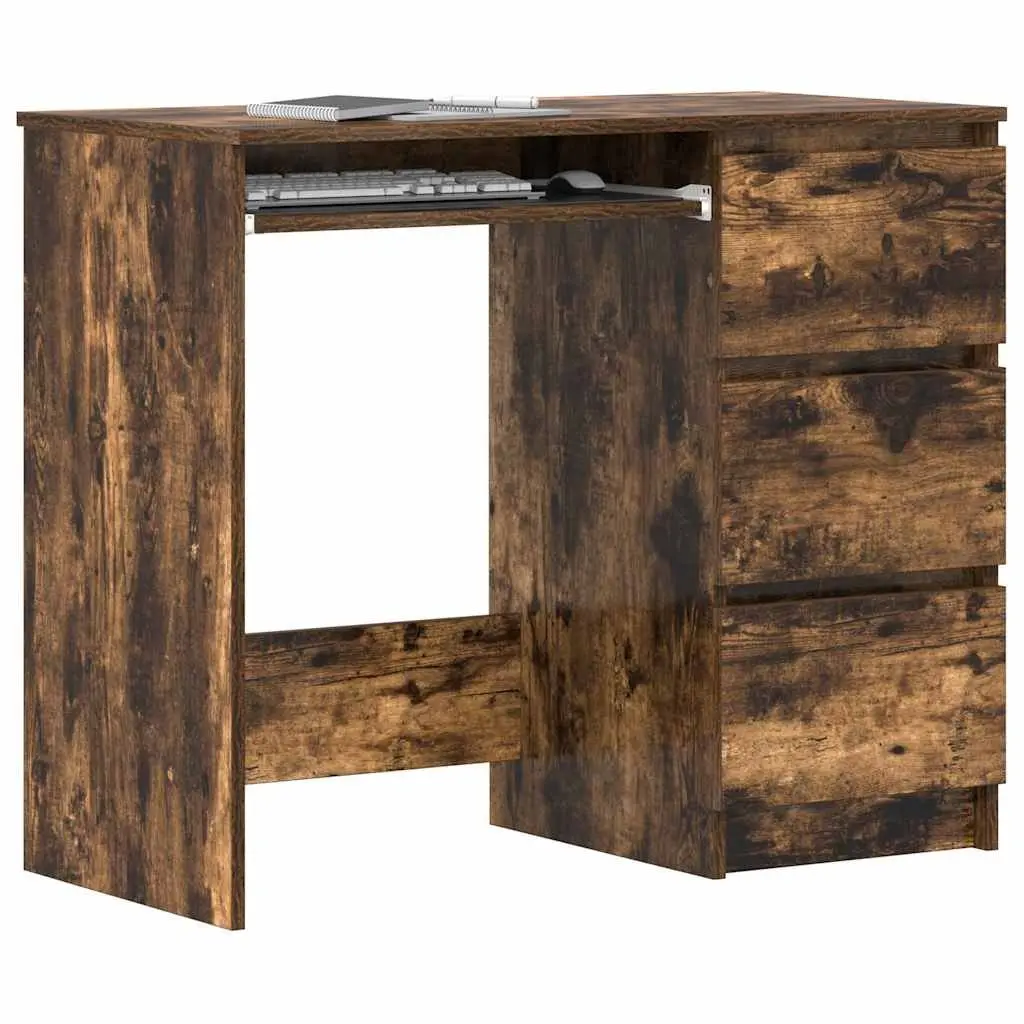 90x45x76 cm Brown Office Desk with 3 Drawers