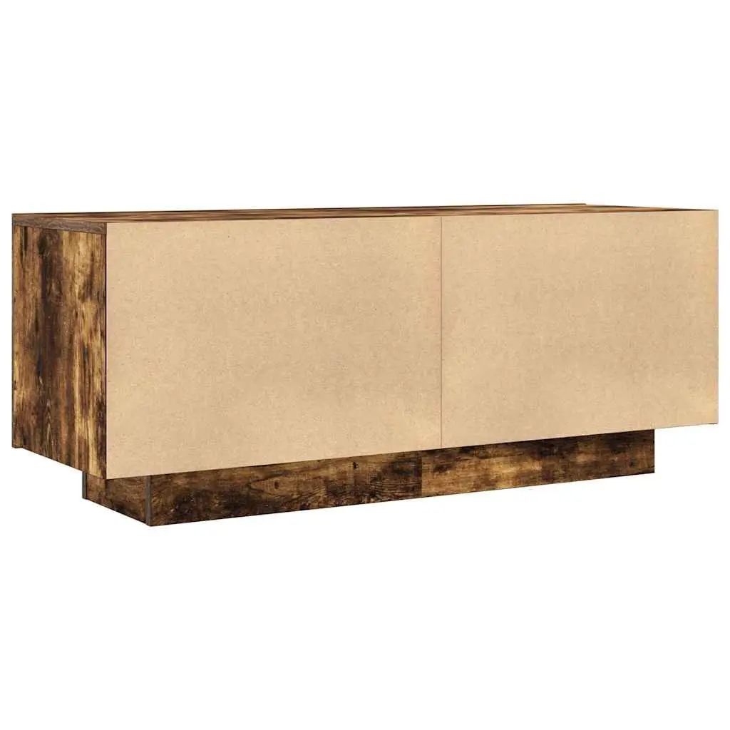 TV Cabinet Brown Engineered Wood Media Storage Unit Compartments Doors