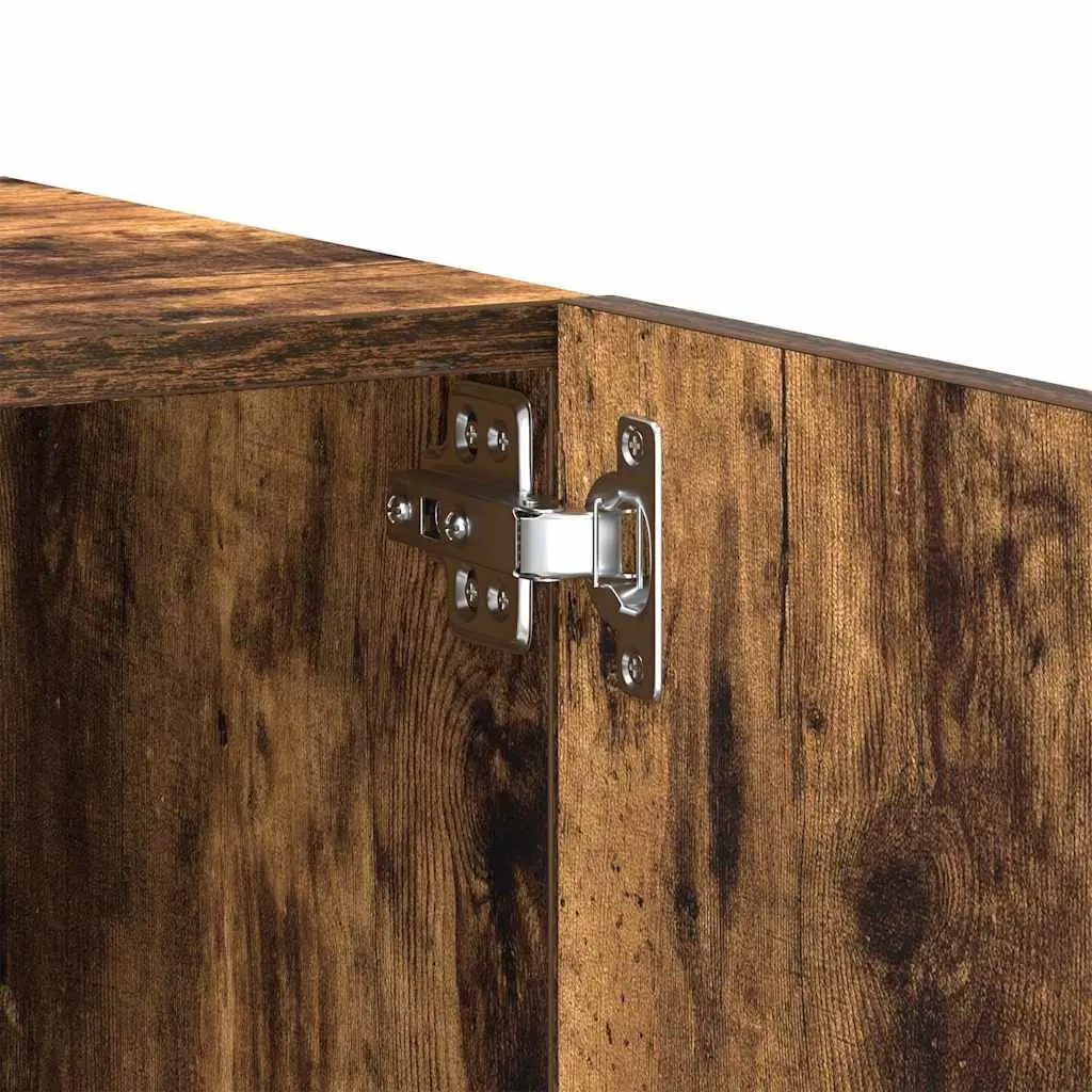 TV Cabinet Brown Engineered Wood Media Storage Unit Compartments Doors