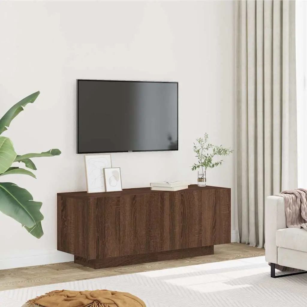 TV Cabinet Living Room Brown Oak Engineered Wood 100x35x40 cm