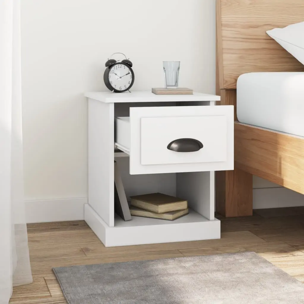White Engineered Wood Bedside Cabinet