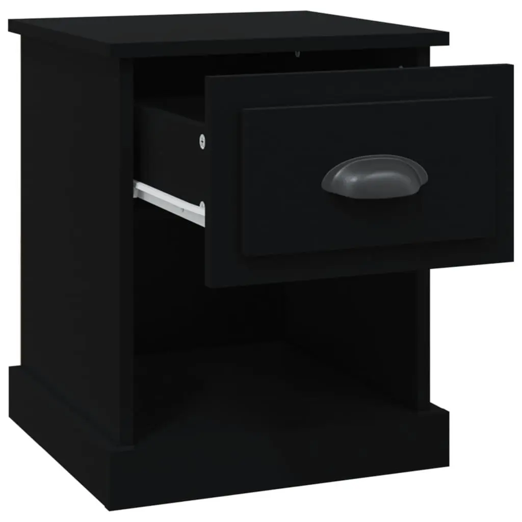 Bedside Cabinet Black 39x39x47.5 cm Engineered Wood Nightstand Storage Drawer