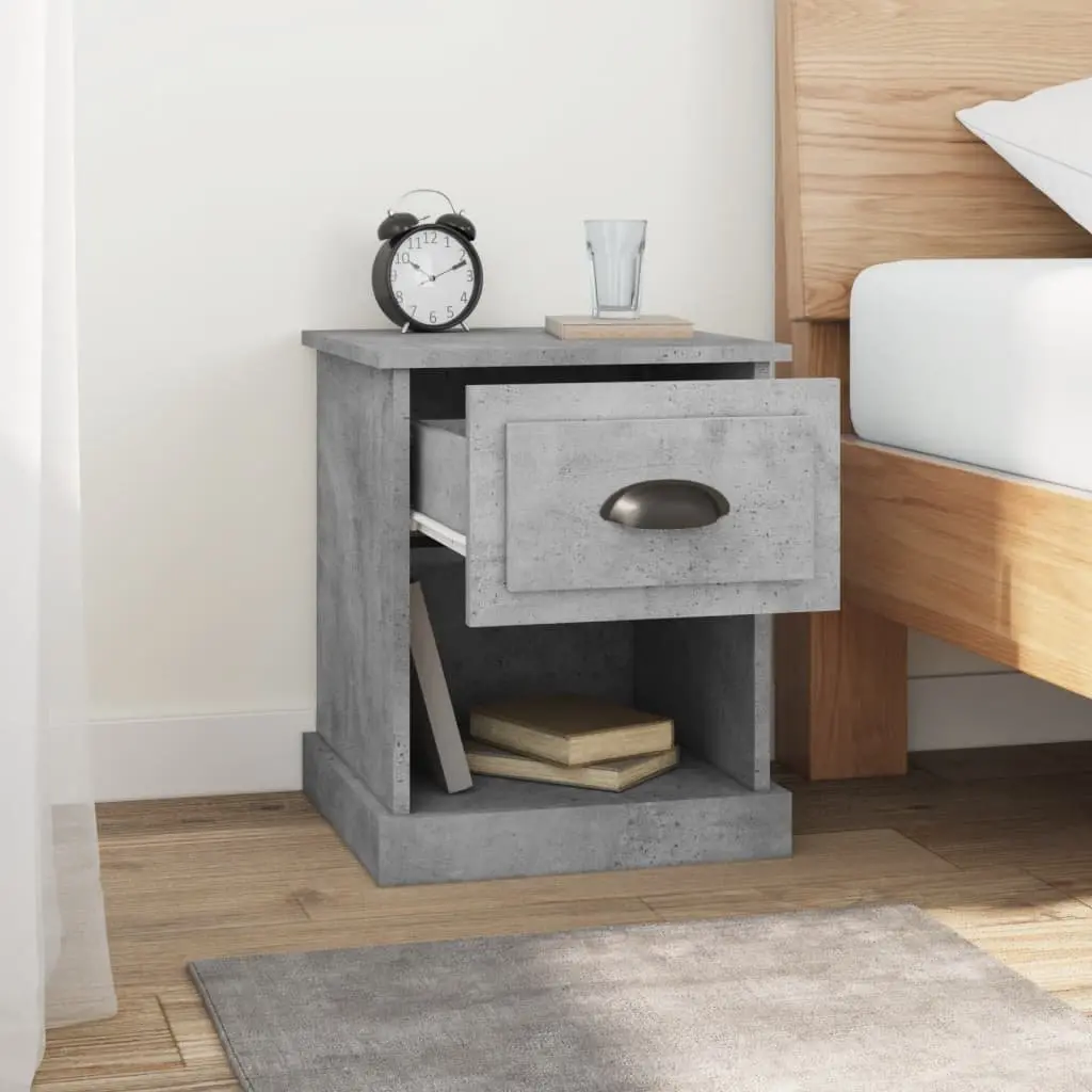 Grey Bedside Cabinets 2 Piece Engineered Wood 39x39x47.5 cm Nightstand Storage