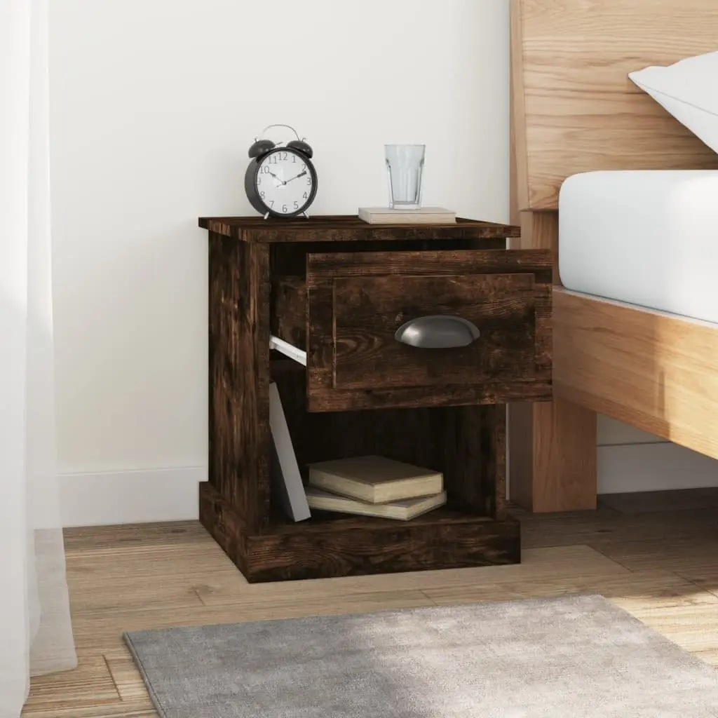 Bedside Cabinets 2pcs Bedside Tables Smoked Oak Nightstand Drawer Side Table