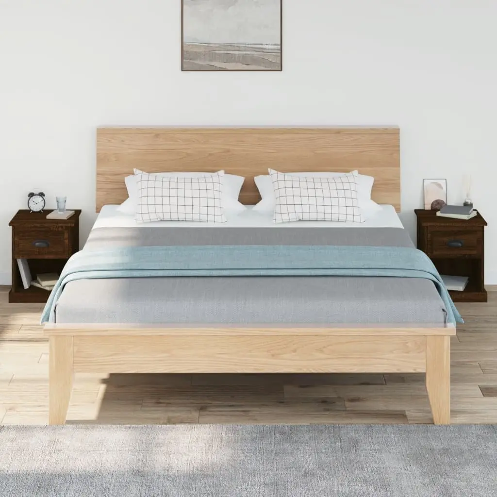 Bedside Cabinets for Bedroom Storage 39x39x47.5 cm Brown Oak Engineered Wood Nightstand 2 Piece