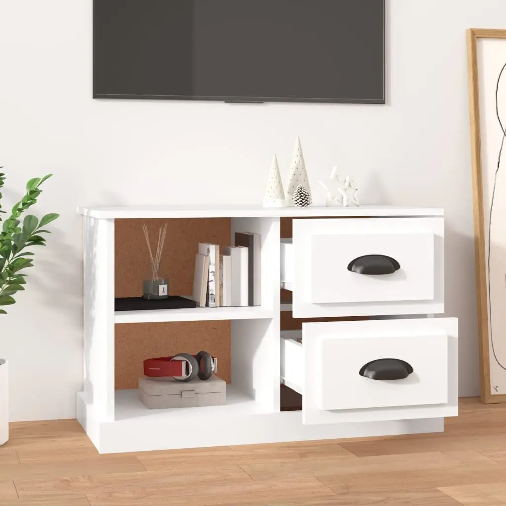 TV Cabinet for Living Room White Engineered Wood with Drawers and Open Compartments 73 x 35.5 x 47.5 cm