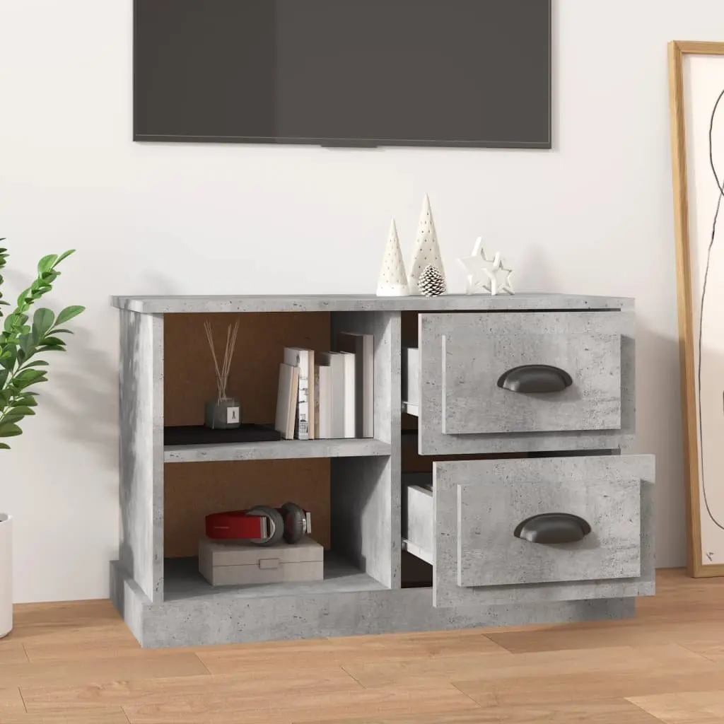 TV Cabinet Grey 73x35.5x47.5cm Living Room Unit Drawers Open Compartments