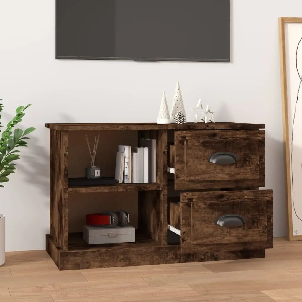 TV Cabinet for Living Room Brown Smoked Oak Size 73 x 35.5 x 47.5 cm