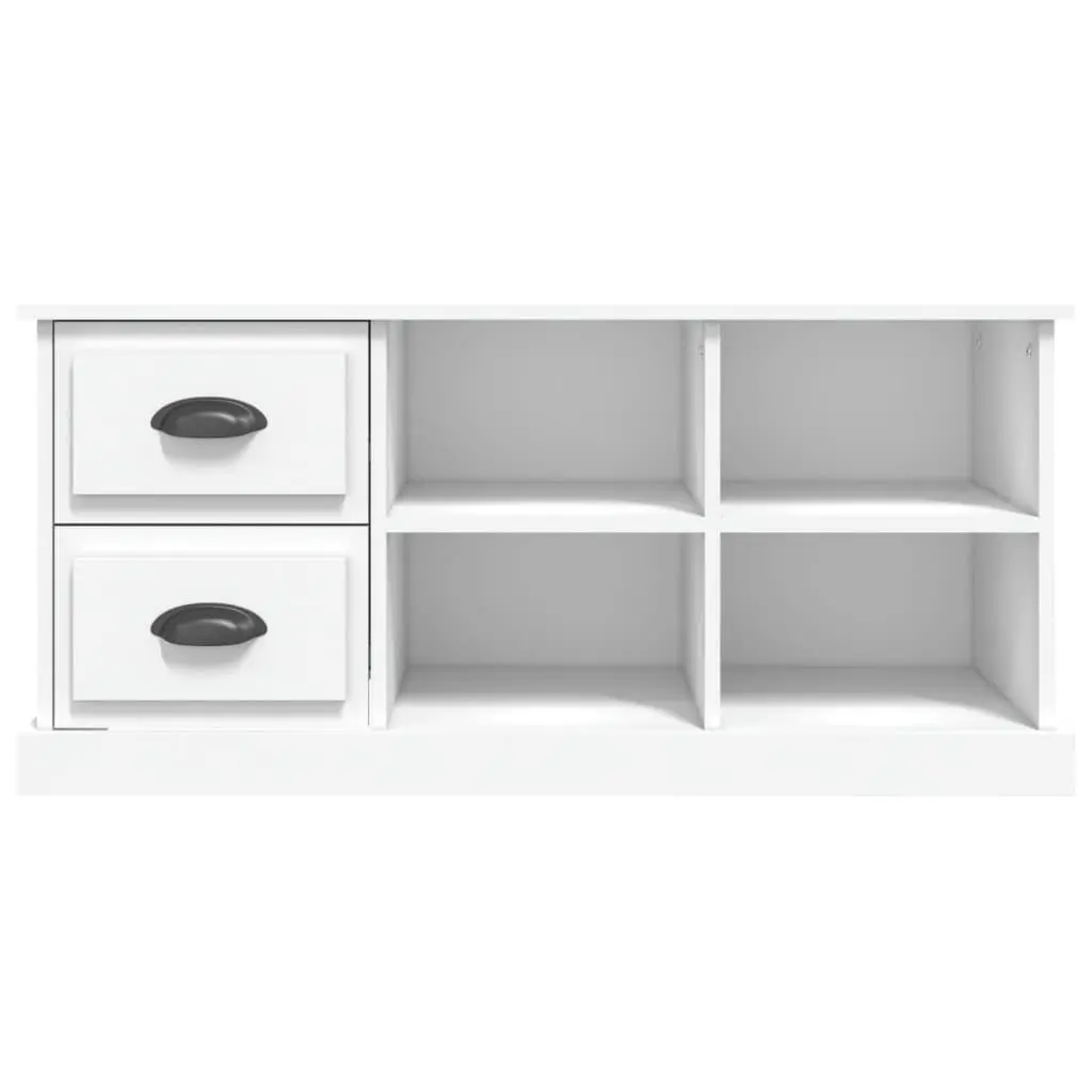 TV Cabinet White Storage Unit for Living Room 102x35.5x47.5 cm with Drawers and Open Compartments