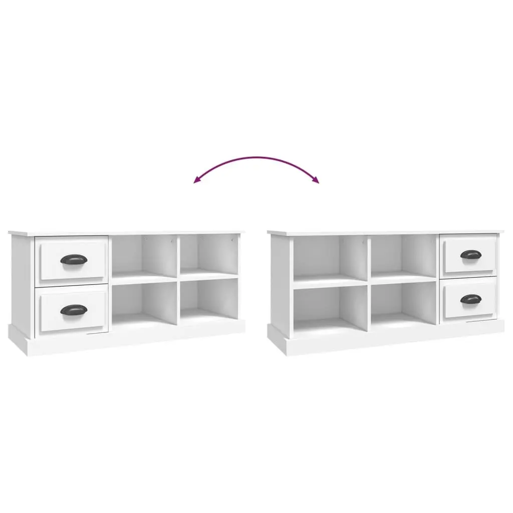 TV Cabinet White Storage Unit for Living Room 102x35.5x47.5 cm with Drawers and Open Compartments