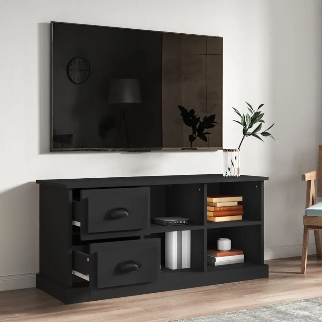 TV Cabinet for Living Room Black 102x35.5x47.5 cm Storage Unit with Drawers Open Compartments