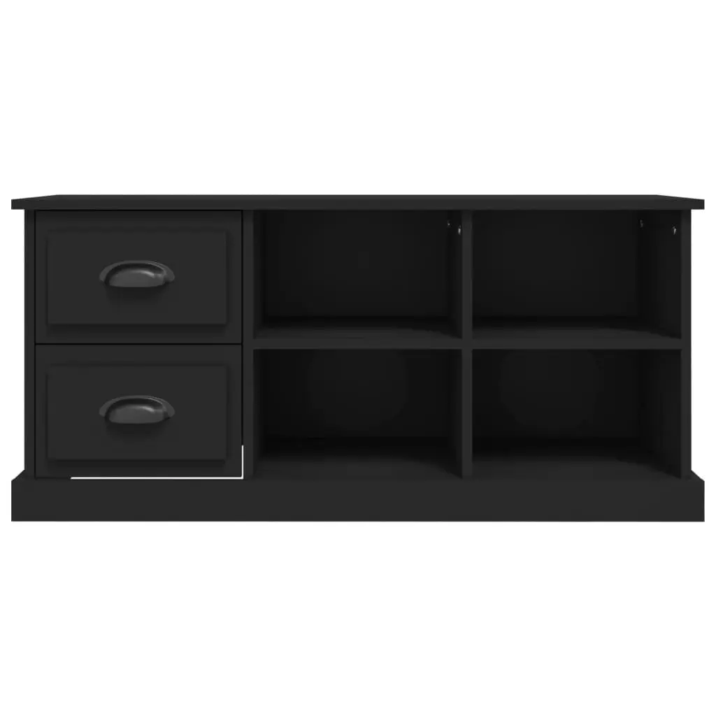 TV Cabinet for Living Room Black 102x35.5x47.5 cm Storage Unit with Drawers Open Compartments