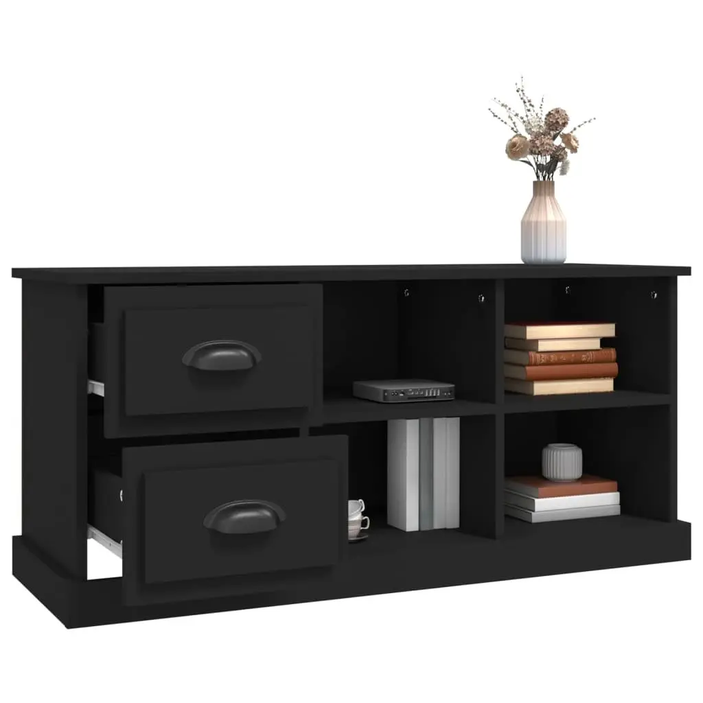 TV Cabinet for Living Room Black 102x35.5x47.5 cm Storage Unit with Drawers Open Compartments