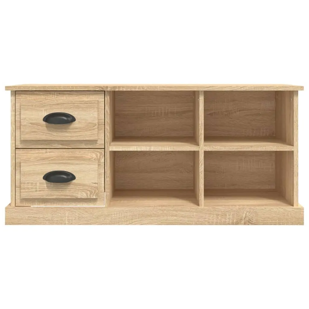TV Cabinet for Living Room Brown Engineered Wood Storage Unit with Drawers and Open Compartments 102 x 35.5 x 47.5 cm