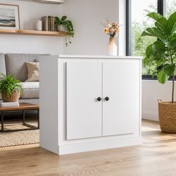 White Sideboard Storage Cabinet 70x35.5x67.5 cm Engineered Wood Home Furniture