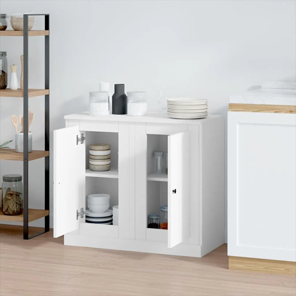 Sideboards 2 Piece White Storage Cabinet Cupboard Engineered Wood Home Furniture