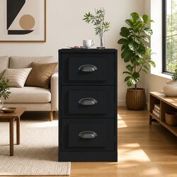 Black Sideboard Storage Cabinet Engineered Wood Buffet Cupboard Home Furniture