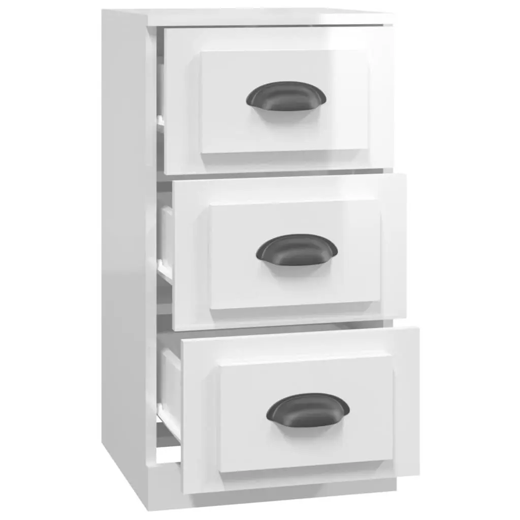 White High Gloss Sideboard Cabinet Storage Buffet Furniture Living Room Dining Area 36W x 35.5D x 67.5H cm