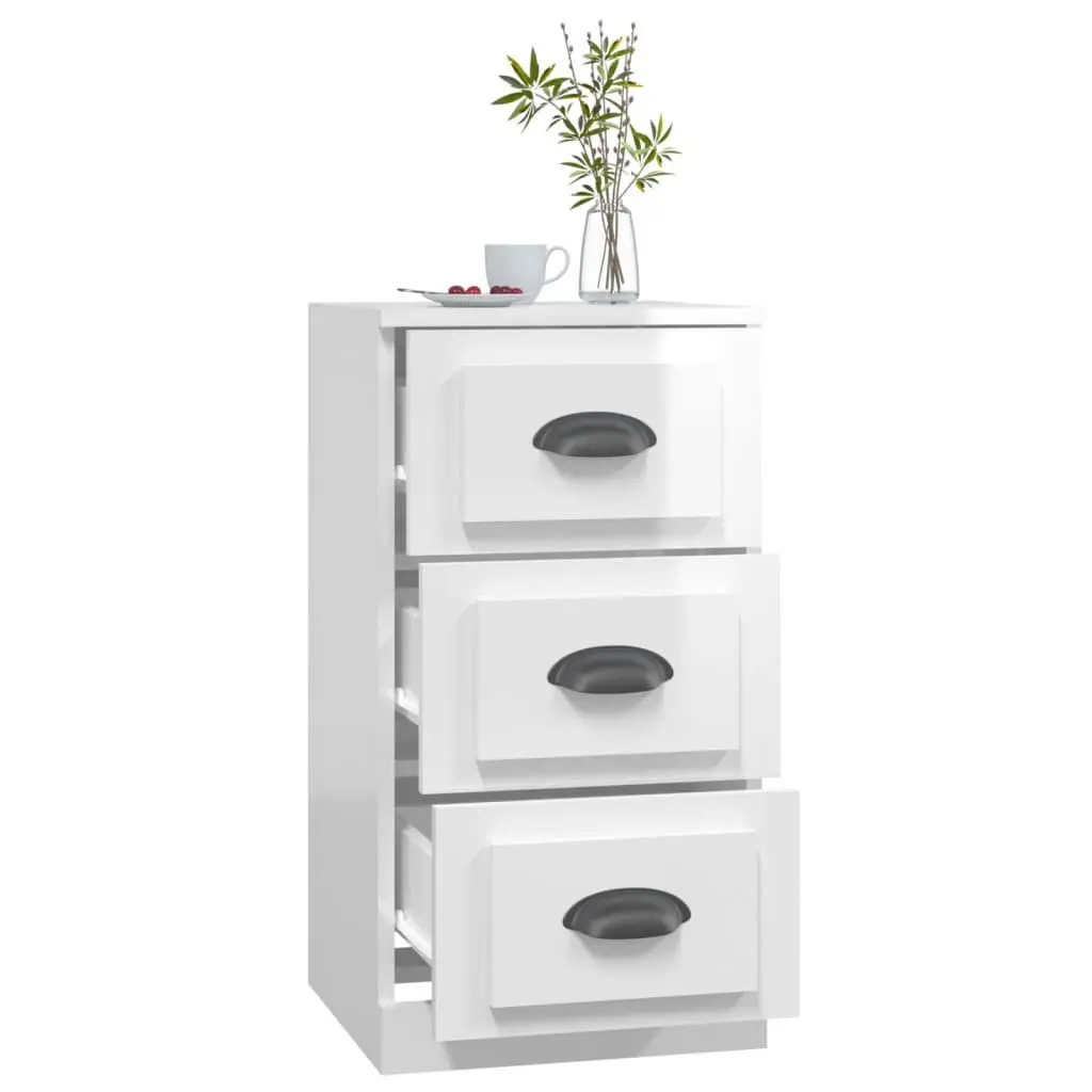 White High Gloss Sideboard Cabinet Storage Buffet Furniture Living Room Dining Area 36W x 35.5D x 67.5H cm