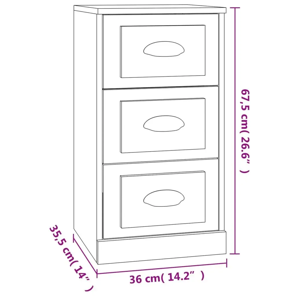 Sideboard Storage Cabinet Display Furniture for Home Brown Engineered Wood 36x35.5x67.5cm