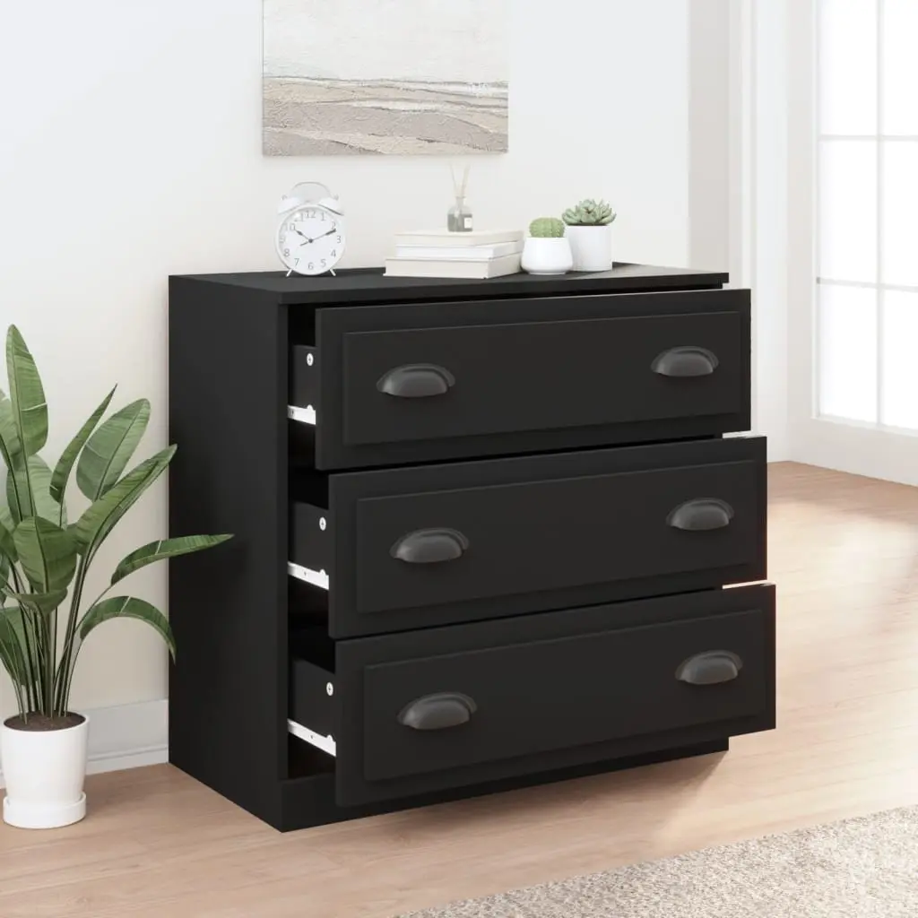 Black Engineered Wood Sideboard with Ample Storage