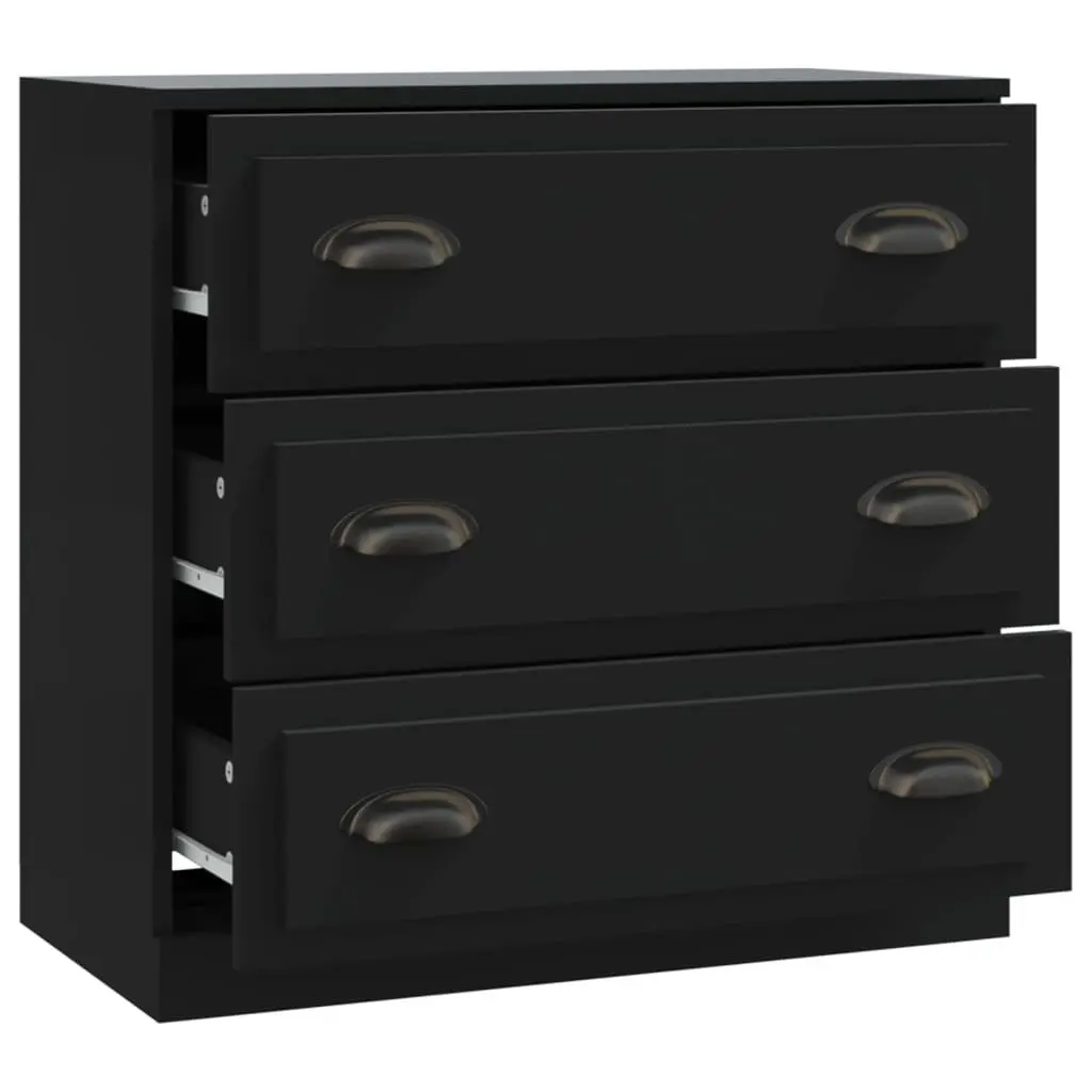 Black Engineered Wood Sideboard with Ample Storage