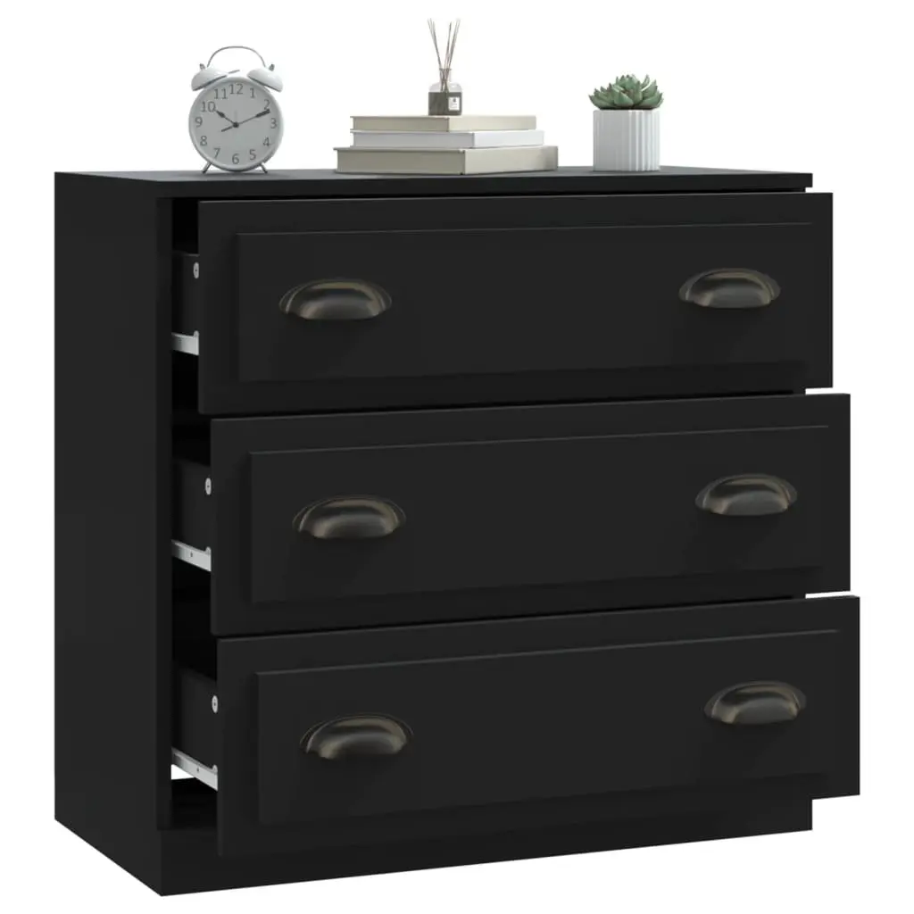 Black Engineered Wood Sideboard with Ample Storage