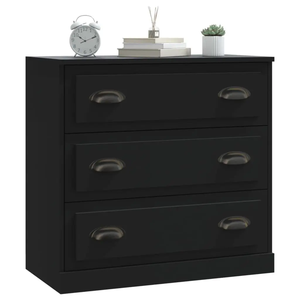 Black Engineered Wood Sideboard with Ample Storage