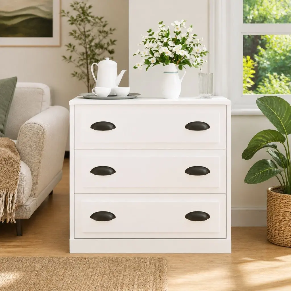 Sideboard Cabinet Storage Buffet for Home 70cm x 35.5cm x 67.5cm High Gloss White Engineered Wood Furniture