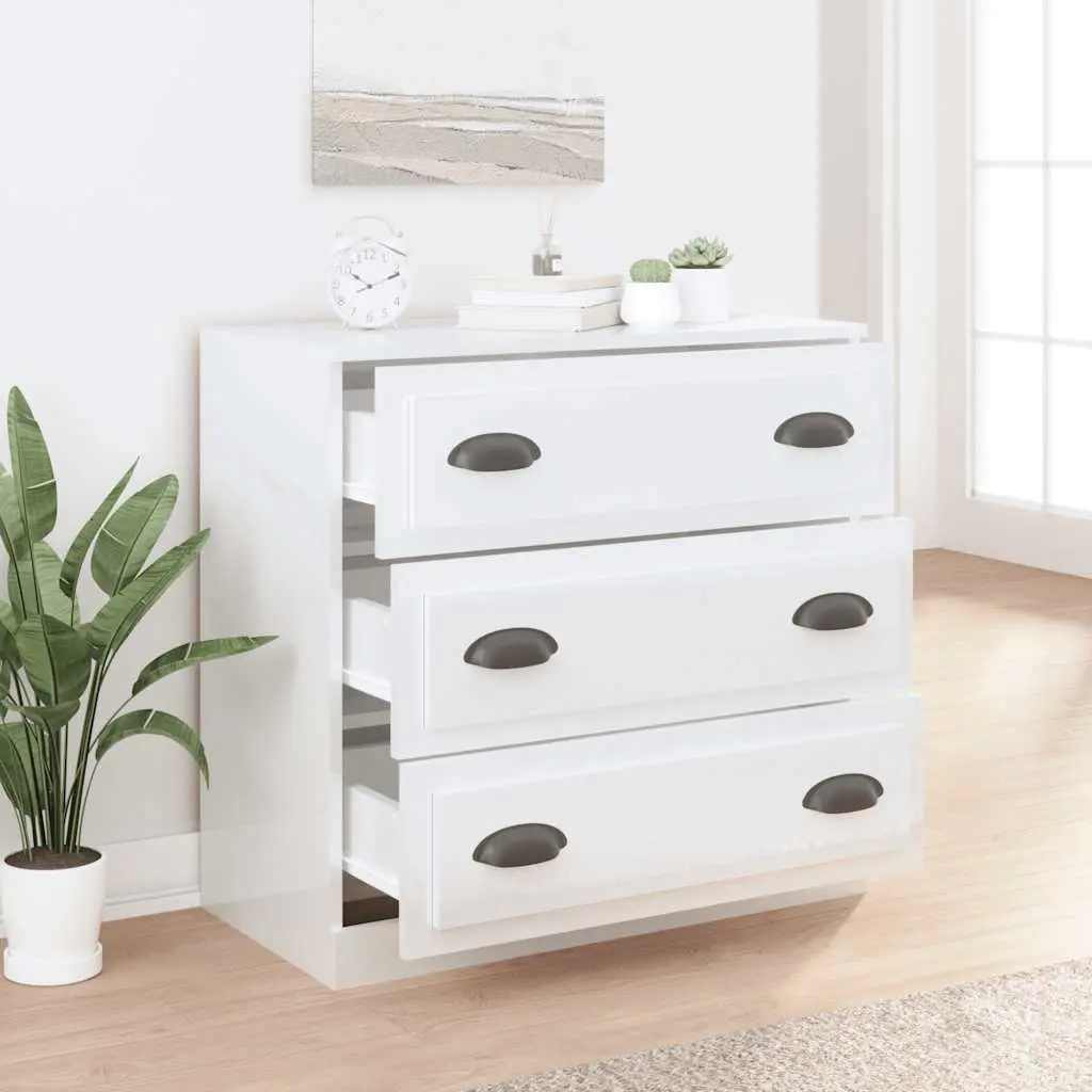 Sideboard Cabinet Storage Buffet for Home 70cm x 35.5cm x 67.5cm High Gloss White Engineered Wood Furniture