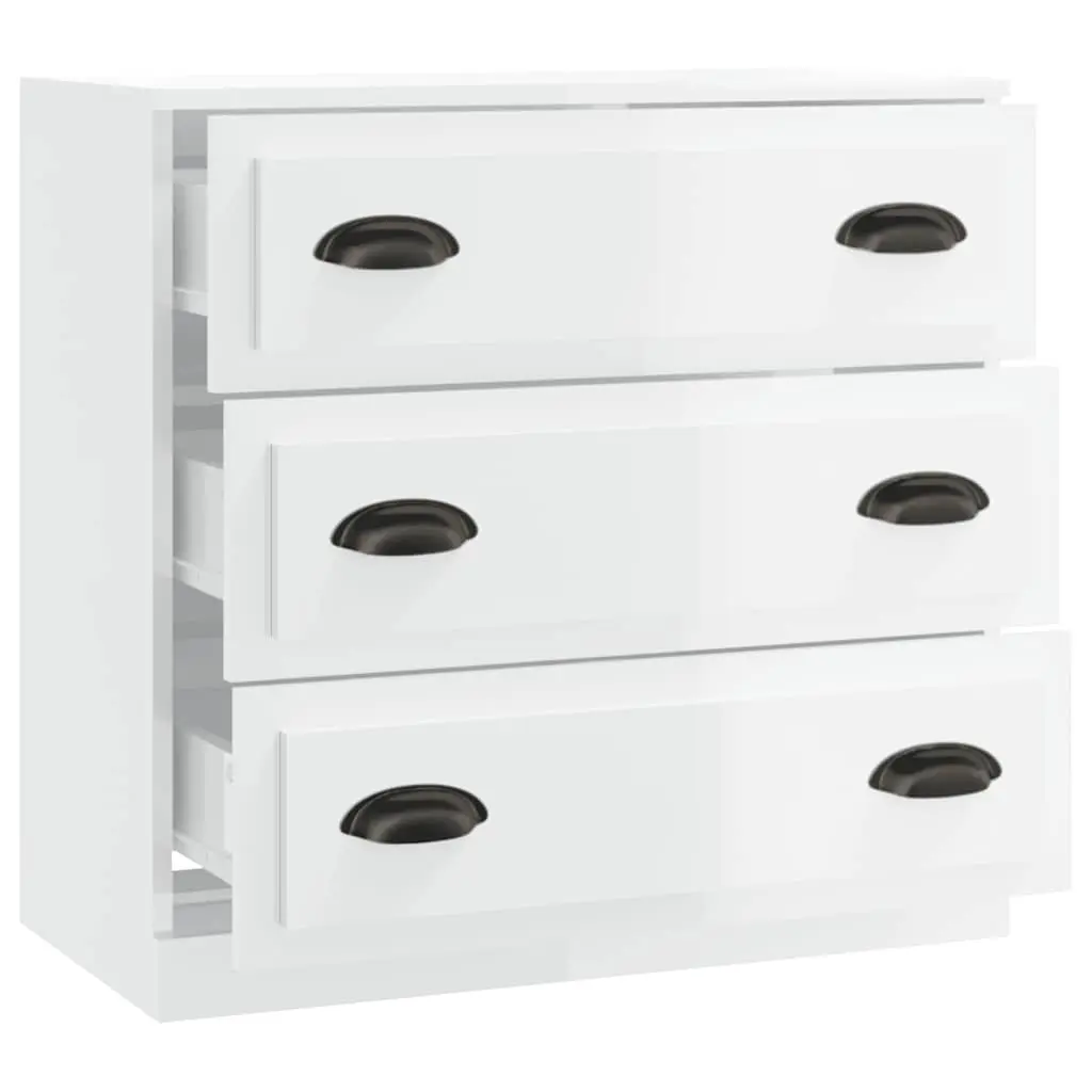 Sideboard Cabinet Storage Buffet for Home 70cm x 35.5cm x 67.5cm High Gloss White Engineered Wood Furniture