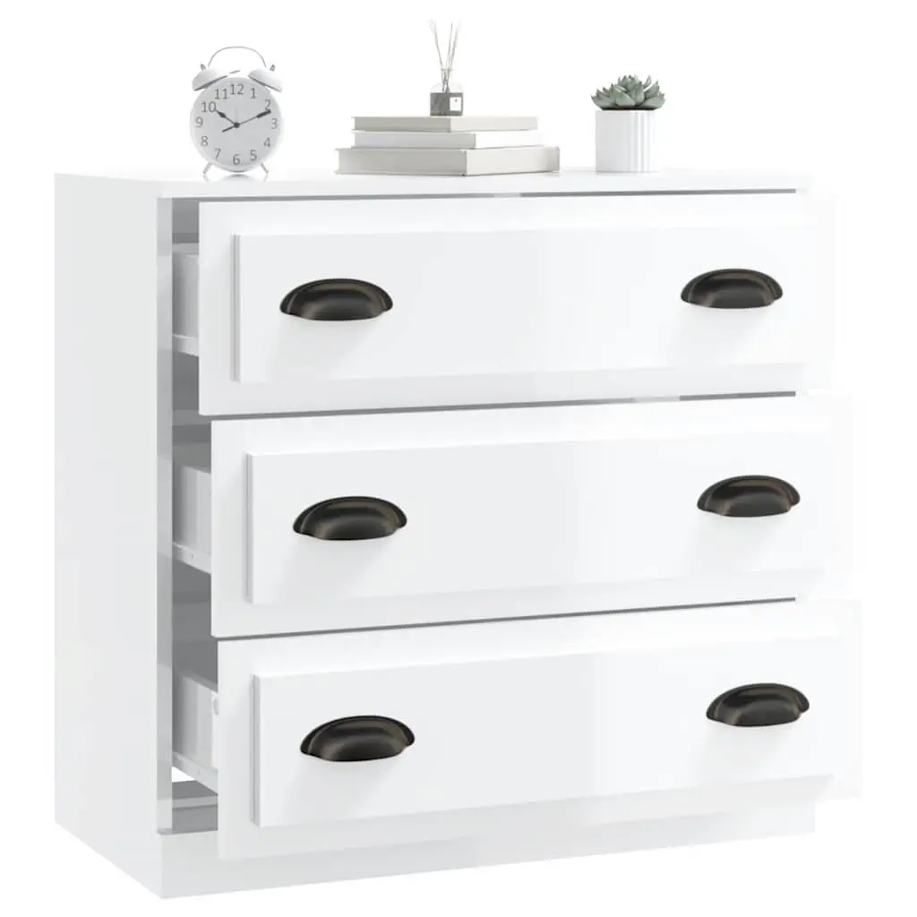 Sideboard Cabinet Storage Buffet for Home 70cm x 35.5cm x 67.5cm High Gloss White Engineered Wood Furniture