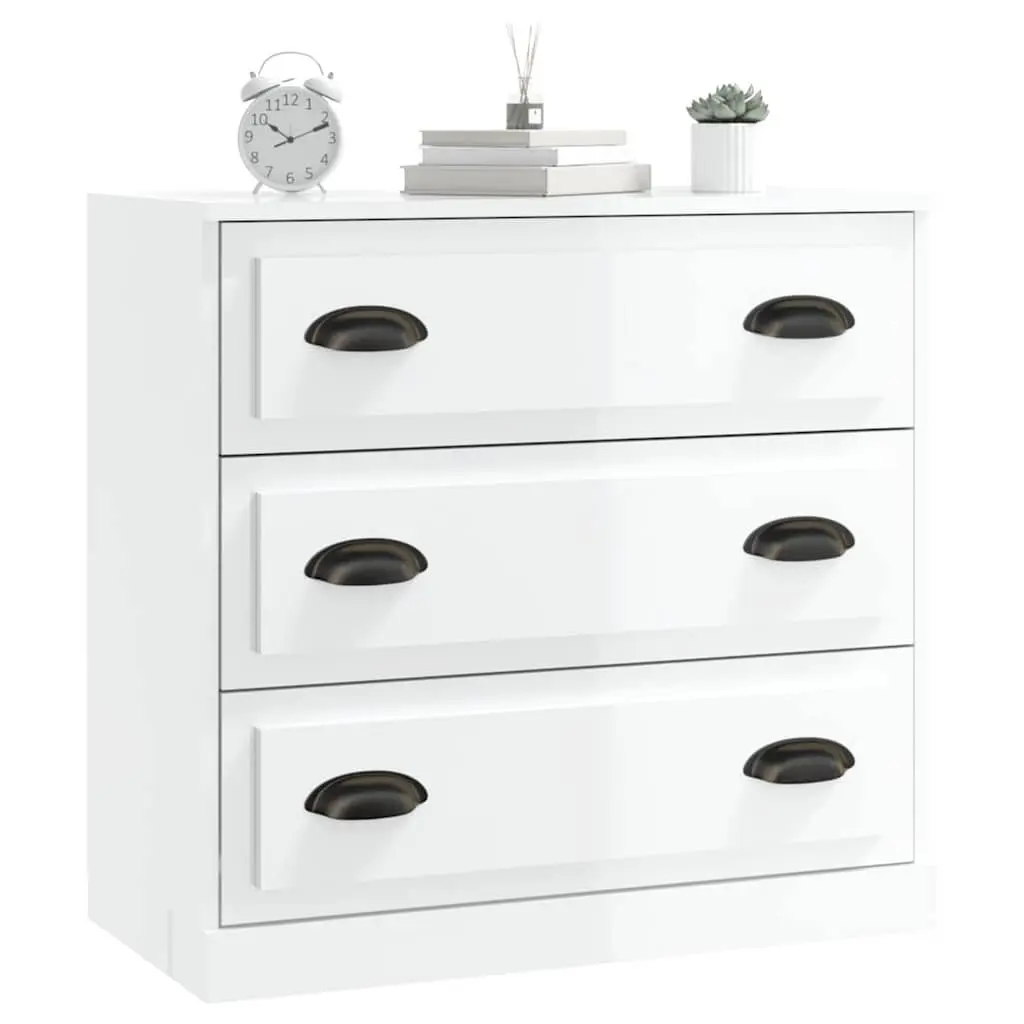 Sideboard Cabinet Storage Buffet for Home 70cm x 35.5cm x 67.5cm High Gloss White Engineered Wood Furniture