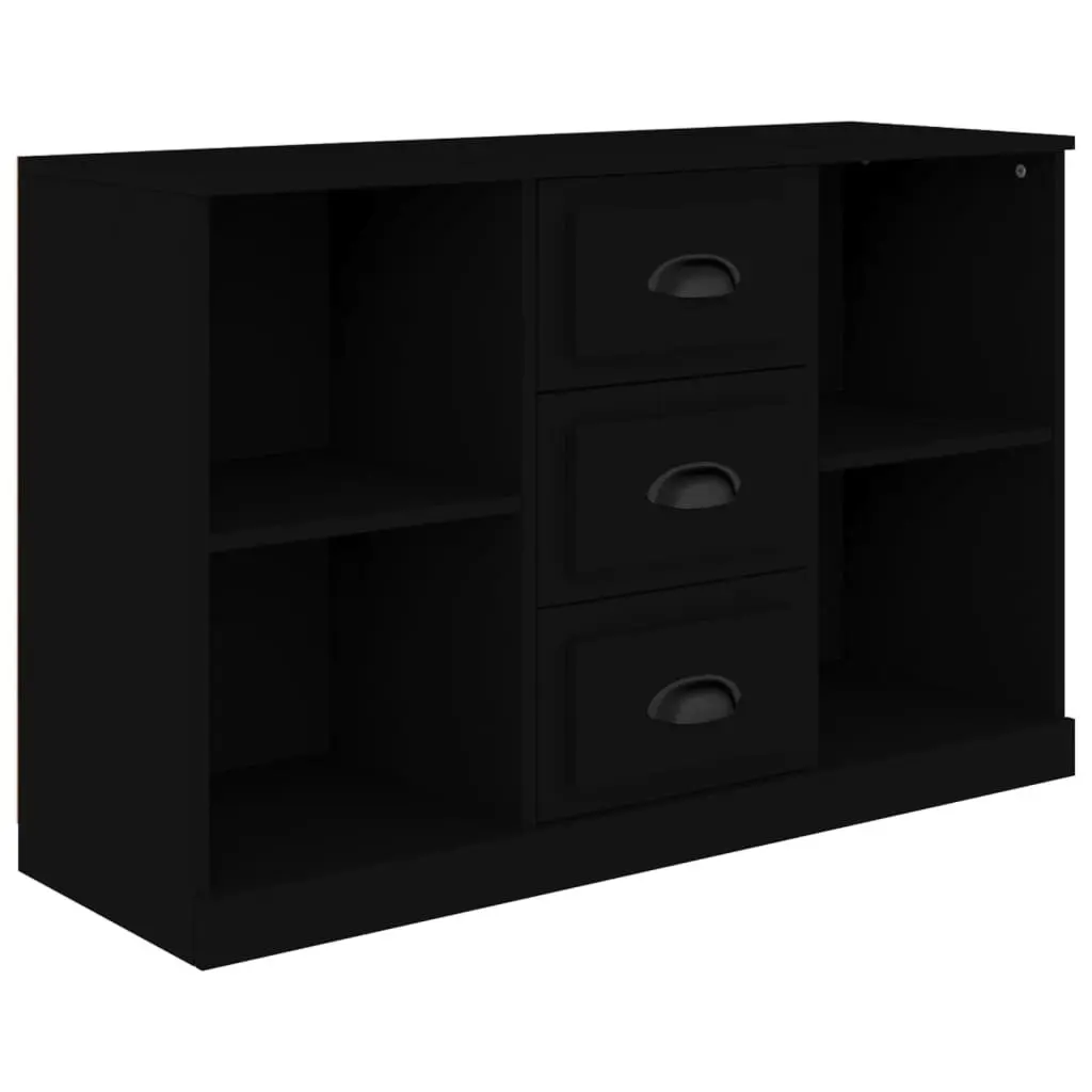 Black Sideboard Cabinet Storage Furniture Engineered Wood Home Buffet Display 1045 x 355 x 675 cm