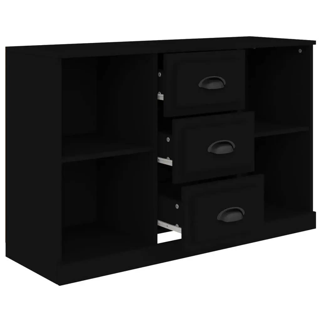 Black Sideboard Cabinet Storage Furniture Engineered Wood Home Buffet Display 1045 x 355 x 675 cm