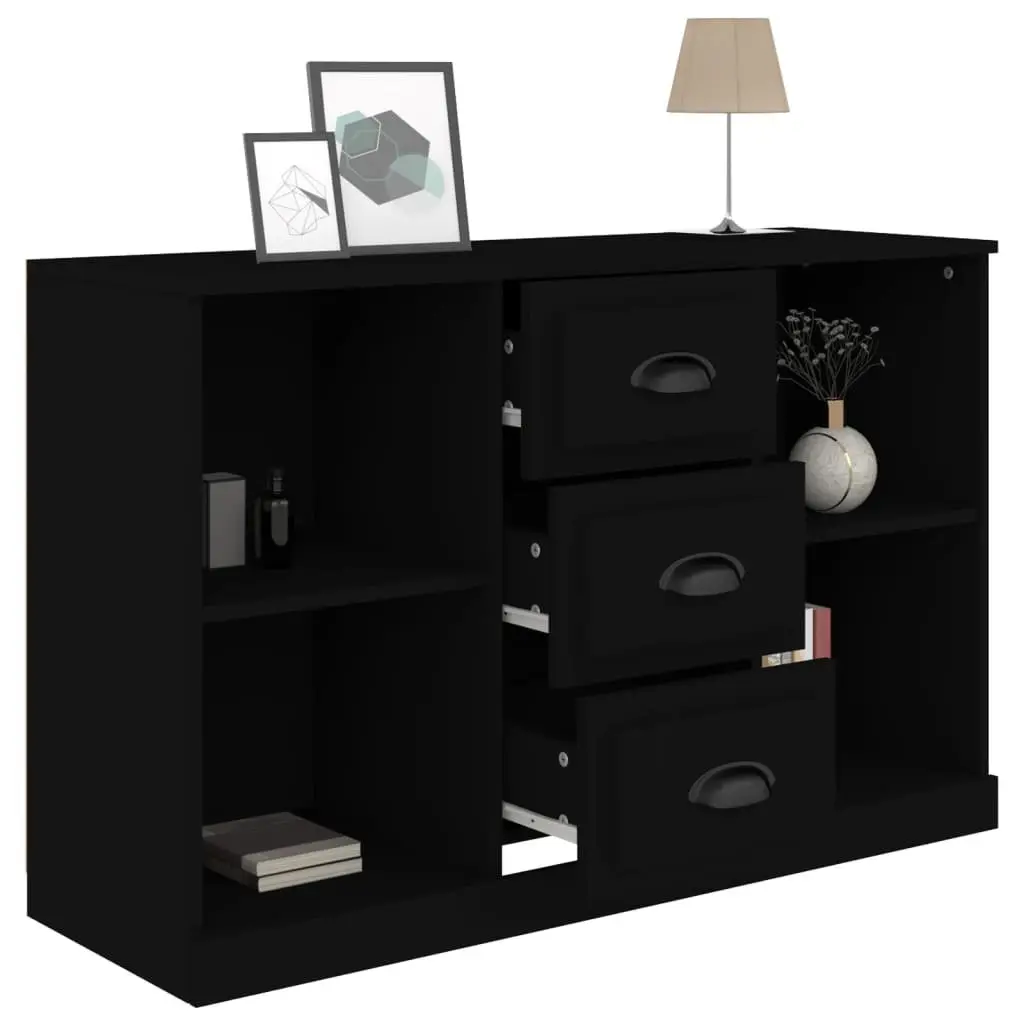 Black Sideboard Cabinet Storage Furniture Engineered Wood Home Buffet Display 1045 x 355 x 675 cm