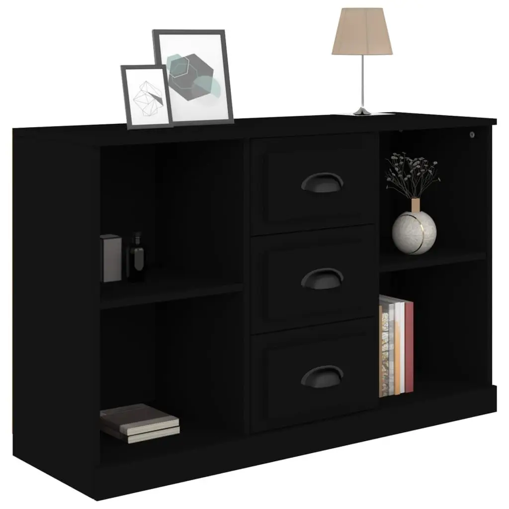 Black Sideboard Cabinet Storage Furniture Engineered Wood Home Buffet Display 1045 x 355 x 675 cm