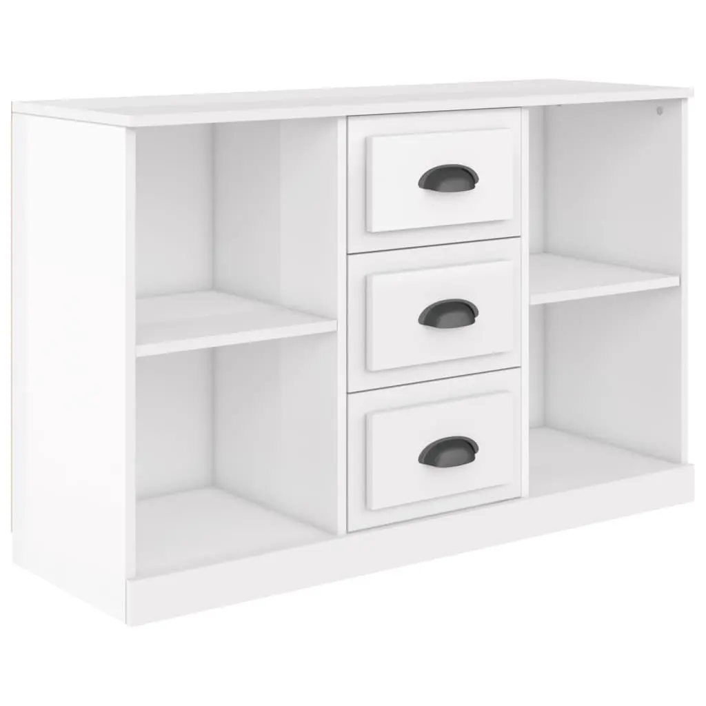 Sideboard High Gloss White Storage Cabinet Engineered Wood for Home 104.5W x 35.5D x 67.5H cm