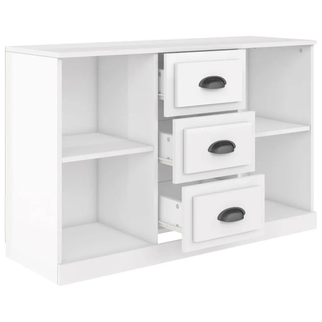 Sideboard High Gloss White Storage Cabinet Engineered Wood for Home 104.5W x 35.5D x 67.5H cm