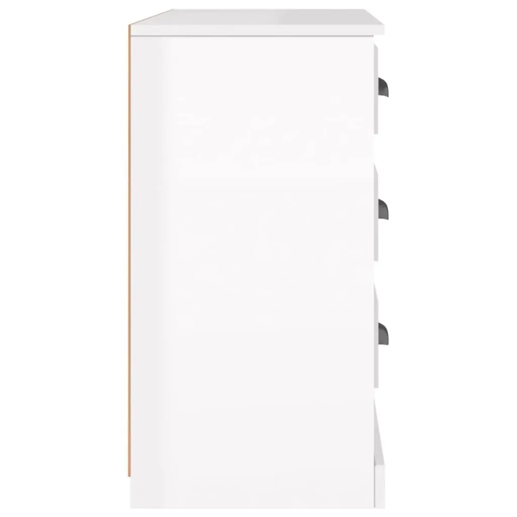 Sideboard High Gloss White Storage Cabinet Engineered Wood for Home 104.5W x 35.5D x 67.5H cm