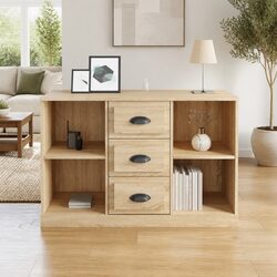 Dimensions and Details of a Brown Engineered Wood Sideboard