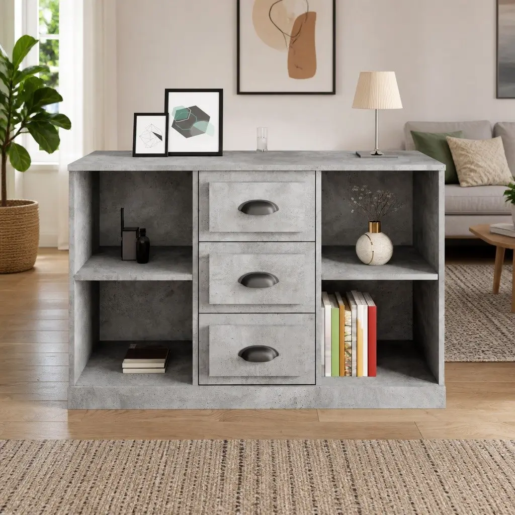 Grey Sideboard Storage Cabinet for Living Room 104.5L x 35.5W x 67.5H cm
