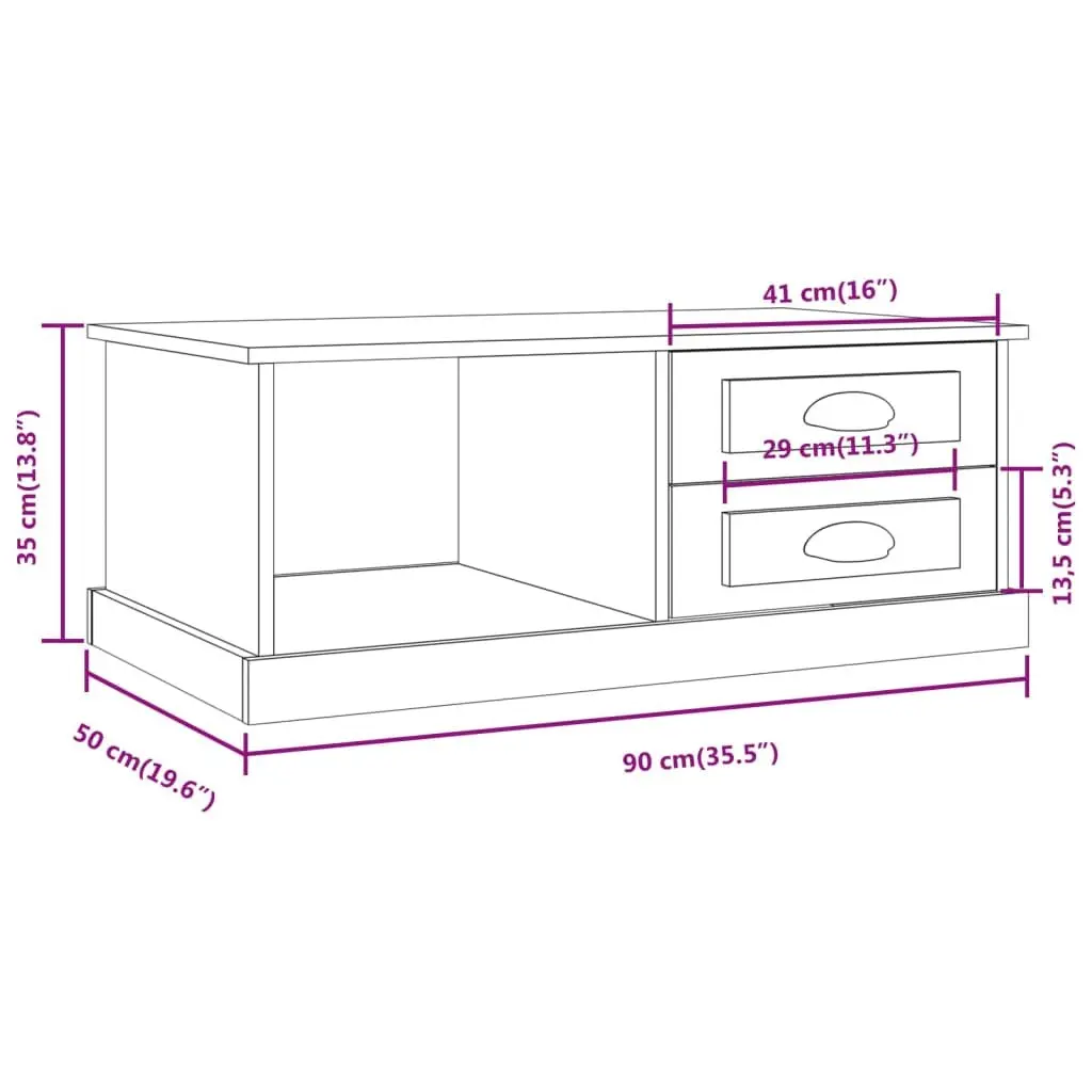 Coffee Table High Gloss White with Storage Drawers Compartment Engineered Wood