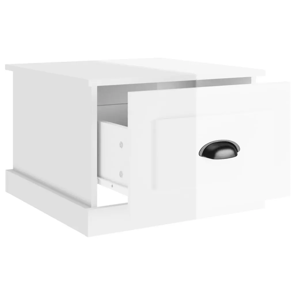 Coffee Table High Gloss White 50x50x35 cm with Drawer Storage Accent Furniture