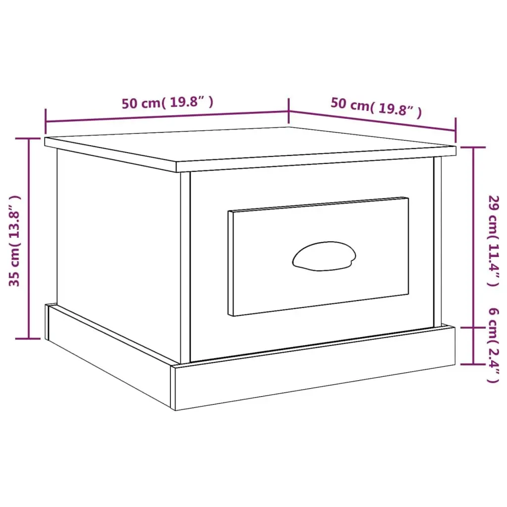 Coffee Table High Gloss White 50x50x35 cm with Drawer Storage Accent Furniture