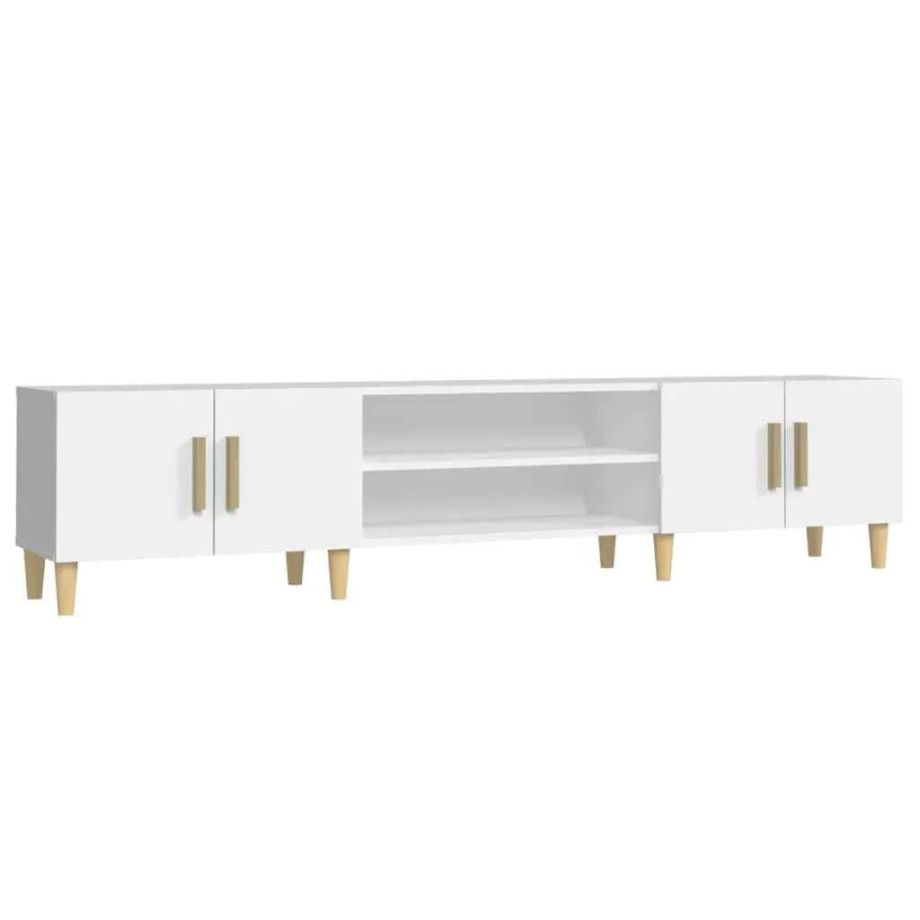 TV Cabinet White 180x31.5x40 cm Engineered Wood 4 Compartments 4 Doors Storage